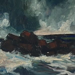 Sirio Bandini, Mare in Tempesta a Livorno, olio su tela